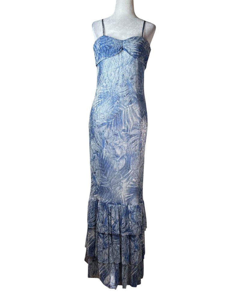 Mia Vesper Frond Mermaid Dress In Blue Small Womens Maxi Long Gown Cocktail — image 5 of 8